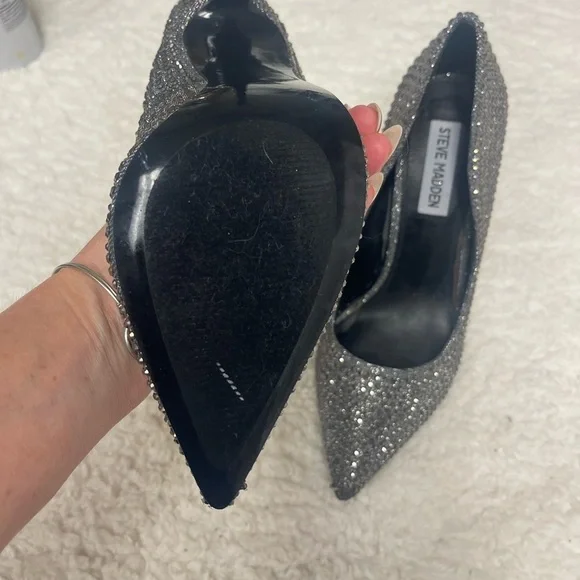 Steve Madden Daisy Gunmetal Rhinestone Heels - Picture 4 of 9